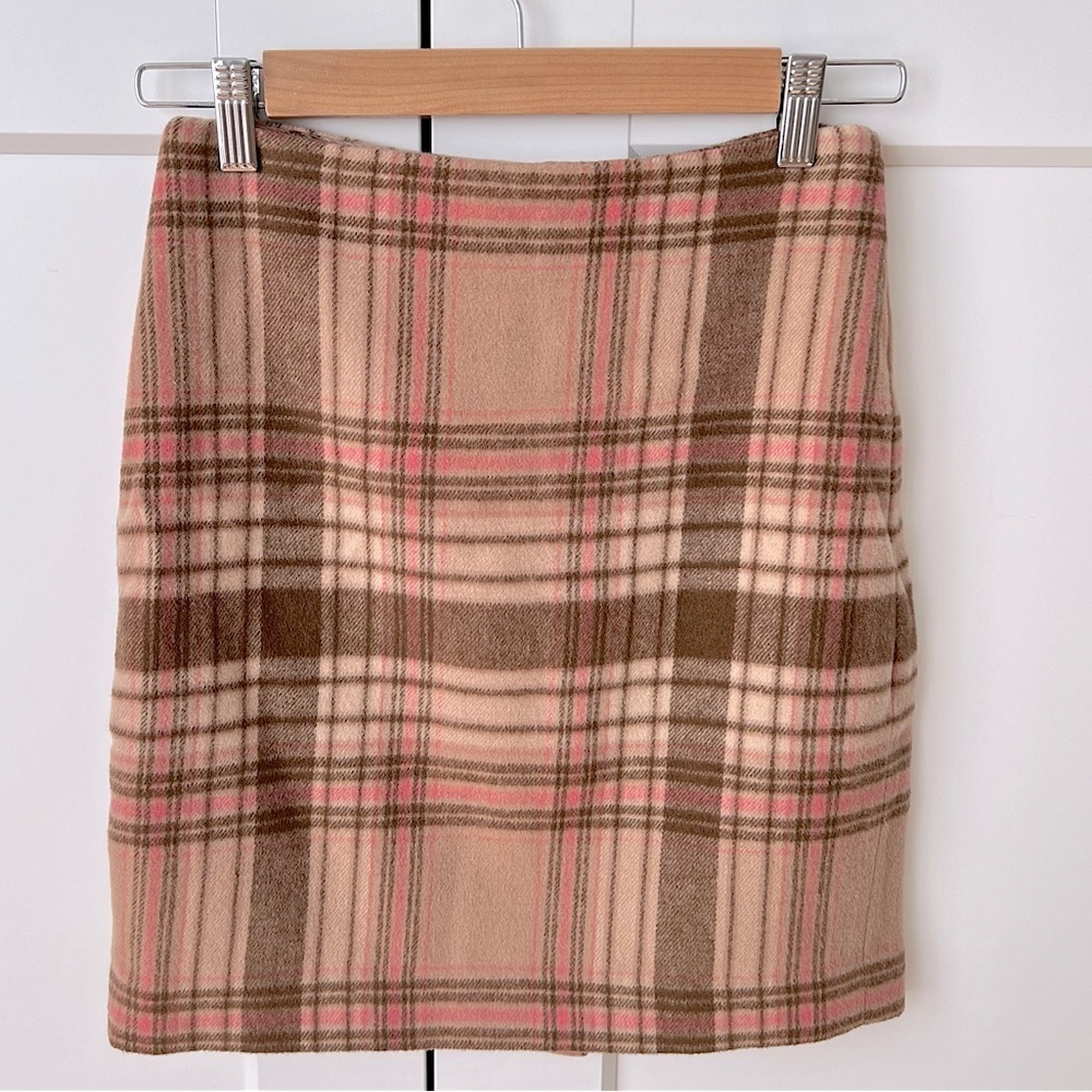 Talbots Women Wool Blend Classic Check/Plaid Mini Skirt sz.0P